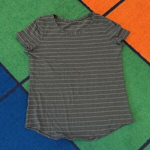 lululemon athletica Gray Striped Short Sleeve Tee